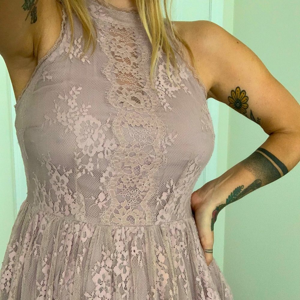 Free People Mauve Lace Midi Dress
